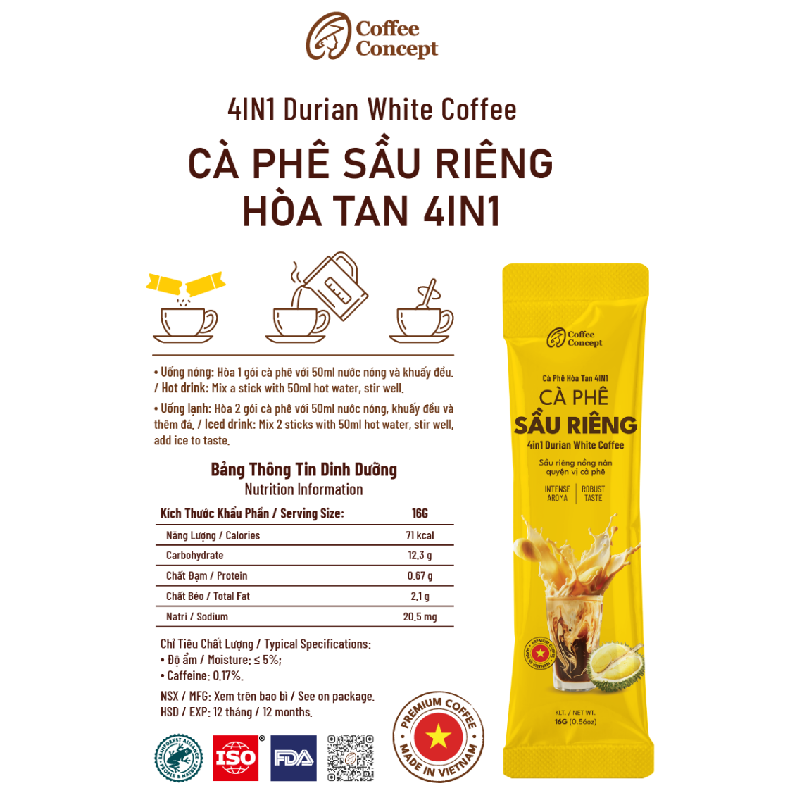 DURIAN - white coffee 4 in 1